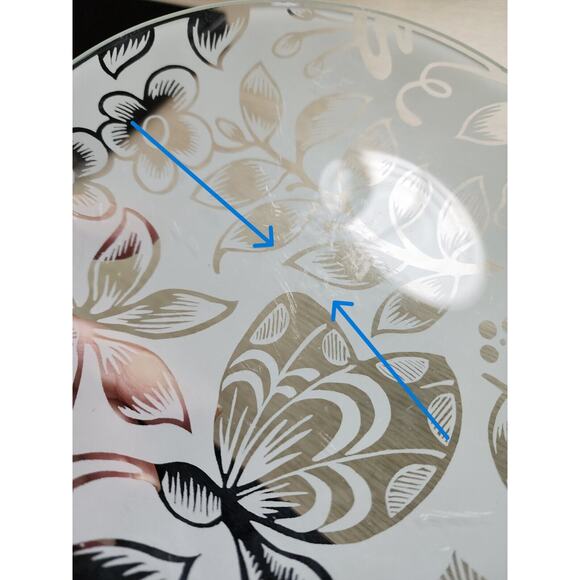 PLATES-Frosted White-Clear Glass-Floral-Salad/Bread/Appetizer/Buffet-Set of 2 - Picture 10 of 10